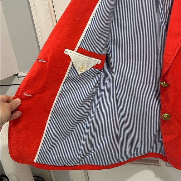 J. Crew Rhodes Preppy Classic Linen Blazer in Blaze Orange E9766 - Size 0 - Picture 7 of 9